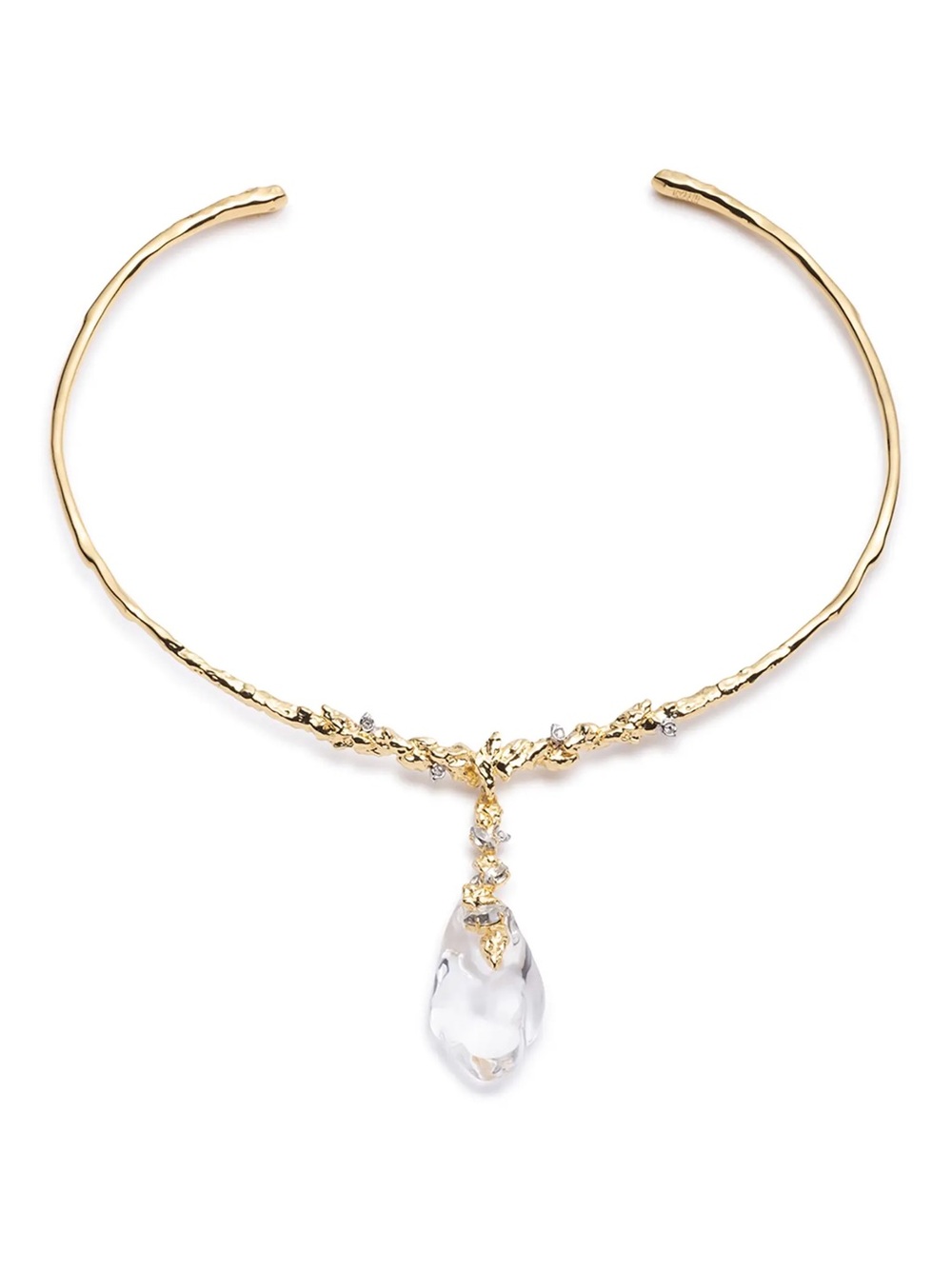 Alexis Bittar Dream Rain Lucite Crystal Collar Necklace Gold Clear AU28
